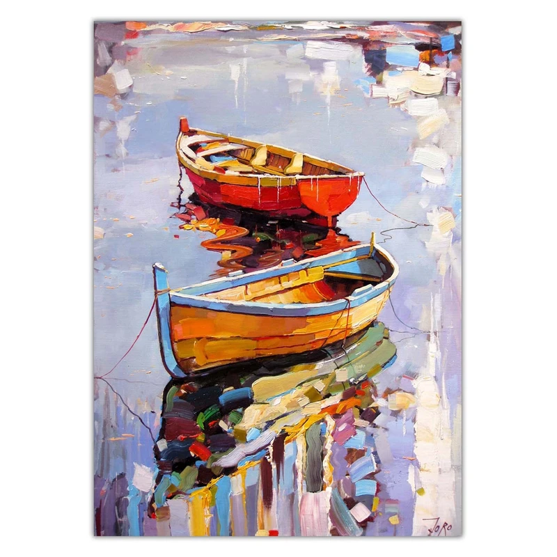 تابلو شاسی ونسونی طرح Boats Painting سایز 30x40 سانتی متر