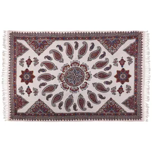 سفره قلمکار نرگس خانی درجه یک طرح سه شمسه سرخ مدل 00-19 سایز 200x140