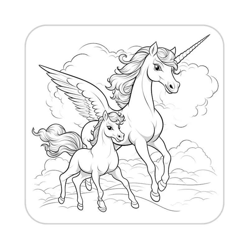 زیر لیوانی کاکتی طرح اسب تک شاخ و یونیکورن مدل mp30265