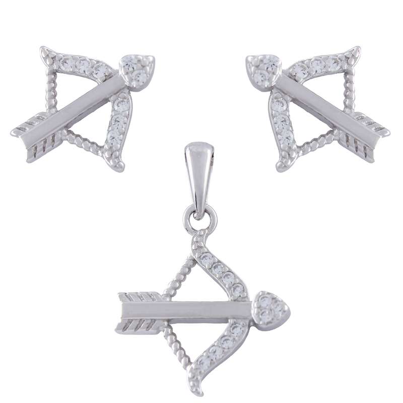 نیم ست نقره زنانه مدل تیر و کمان کد SHS-35