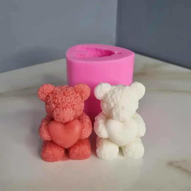 قالب شمع مدل خرس تدی گل گلی قلب به دست کد C 06CM