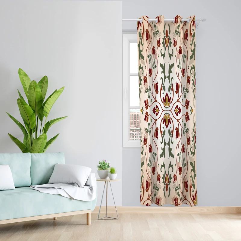 پرده طرح سنتی مدل مخمل پانچی کد  L 159 Z سایز 140x200 سانتی متر