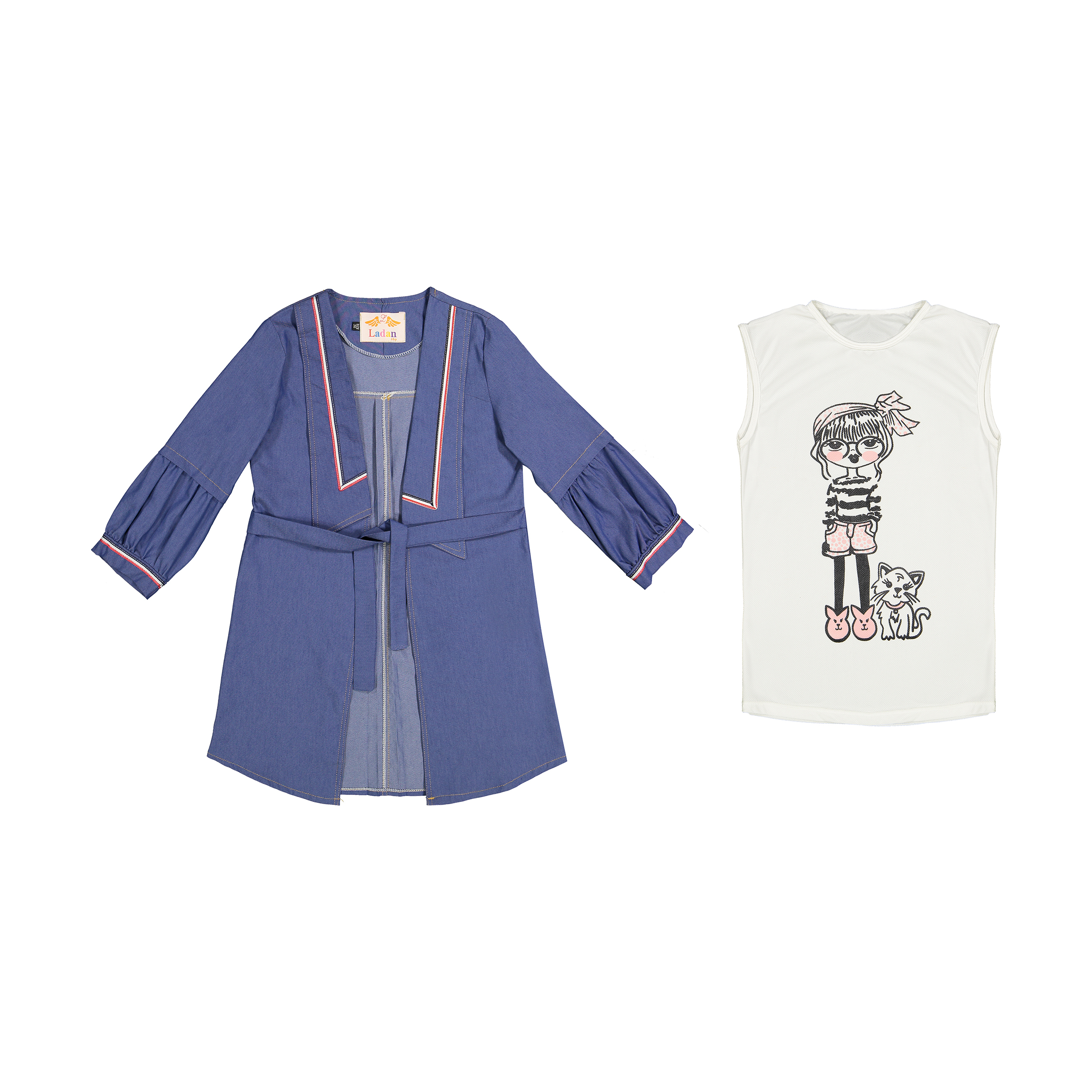 ست تونیک و مانتو دخترانه کد 1116