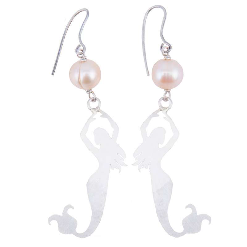 گوشواره پری دریایی و نقره سنگ و زر مدل sz111614