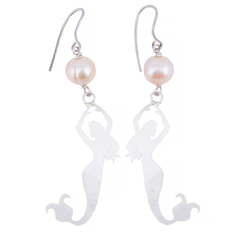 گوشواره پری دریایی و نقره سنگ و زر مدل sz111614