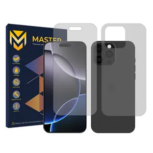 Master Resistant model transparent screen protector suitable for the Apple iPhone 16 Pro Max mobile phone along with the back of the phone protector 