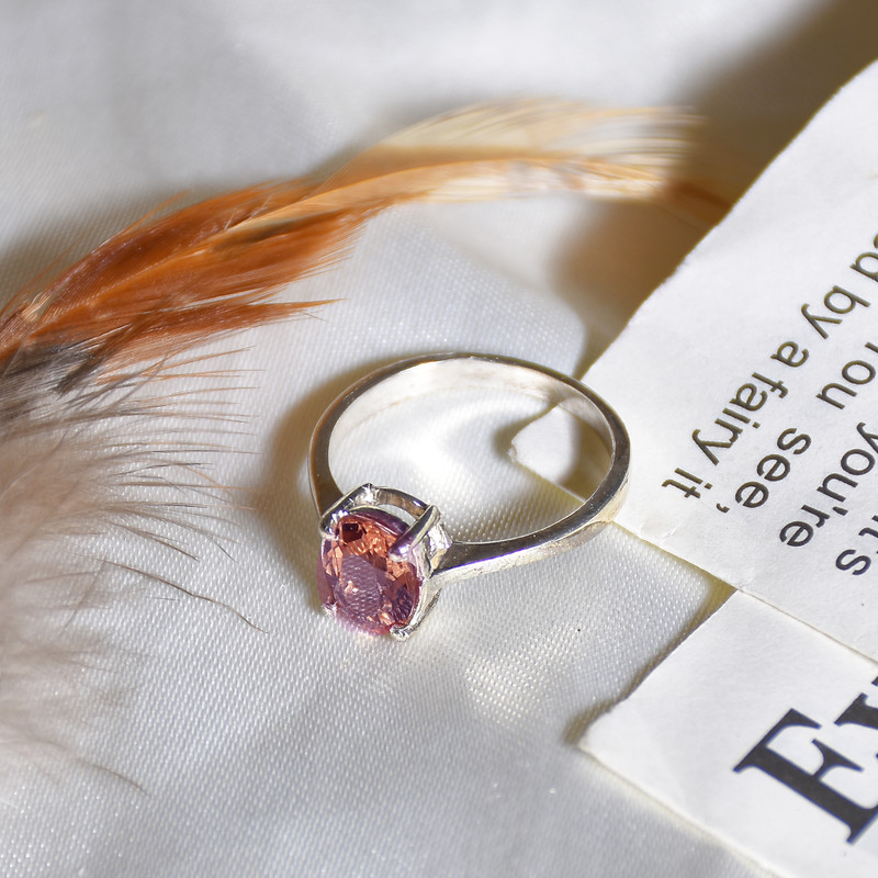 انگشتر نقره زنانه نقره جات لطفی مدل الکساندریت کد ANZS06E06