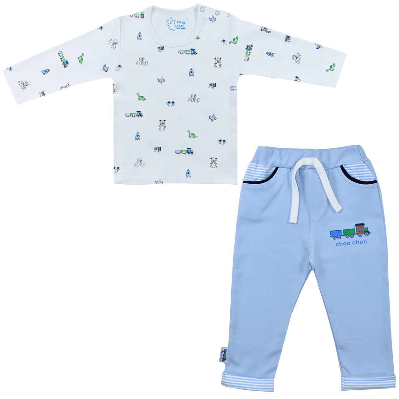 ست تی شرت و شلوار نوزادی اسپیکو مدل ترن کد 2