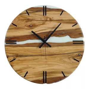 ساعت دیواری چوبی رزینی مدل کلاسیک کد 0069