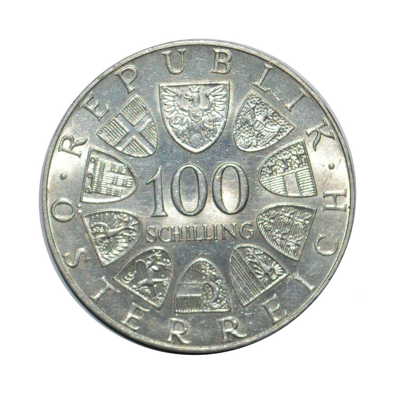 سکه تزیینی طرح کشور اتریش مدل 100 شیلینگ 1977 میلادی