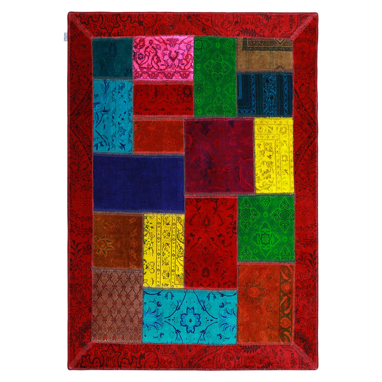 کلاژ فرش  سه متری سبحه طرح چهل تکه پچ ورک کد FDC-144
