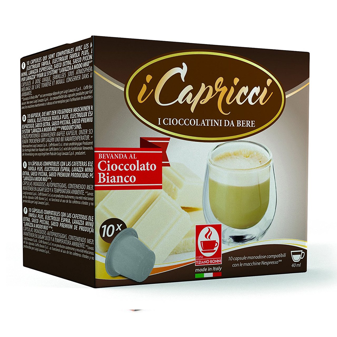 کپسول قهوه تیزیانو بونینی مدل Cioccolato Bianco