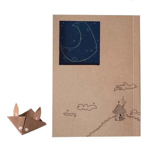 دفتر یادداشت 50 برگ بیگای استودیو مدل ماه به همراه بوک مارک هدیه 