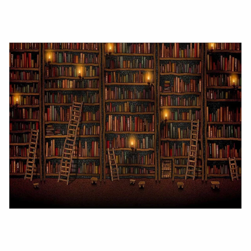 تابلو شاسی ونسونی طرح Vintage BookShelf سایز 70 × 50