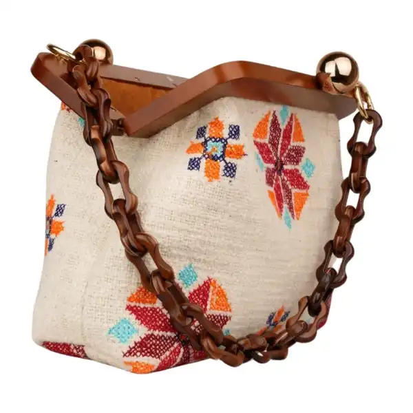 کیف مجلسی زنانه مدل دهانه چوبی حوض نقاشی