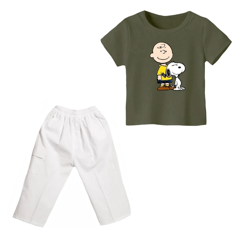 ست تی شرت و شلوارک پسرانه مدل اسنوپی کد ۸۷