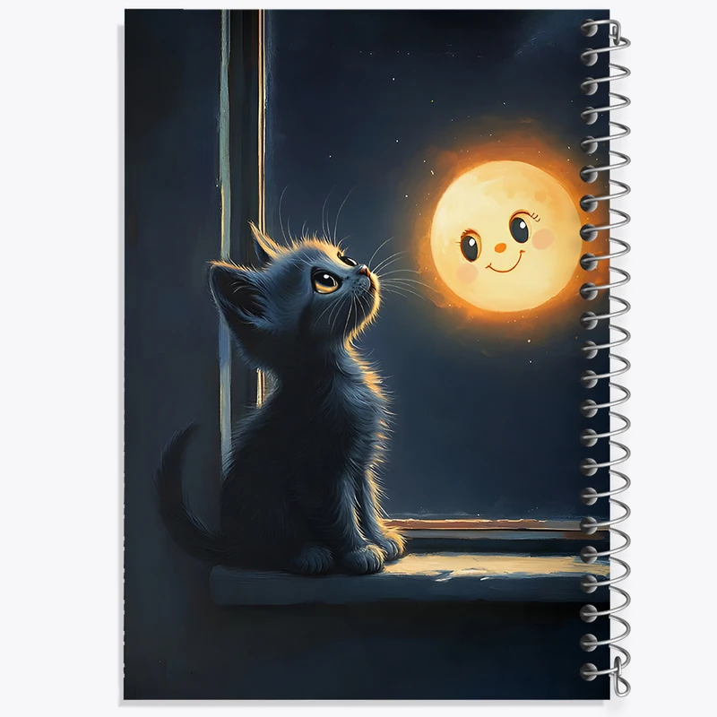 دفتر مشق 100 برگ خندالو طرح گربه و ماه کد F5987