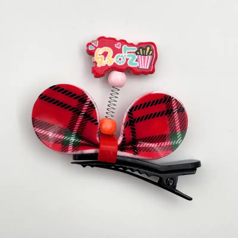 گیره مو دخترانه مدل پاپیون طرح چهارخانه کد SNG275