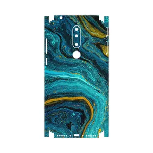 MAHOOT Turquoise marblewith golden streaks-FullSkin Cover Sticker for Nokia 3.1 Plus