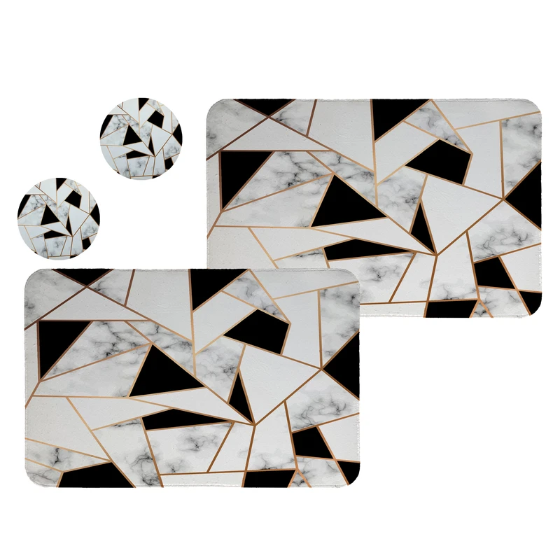زیربشقابی طرح هندسی کد 8634 مجموعه 2عددی همراه زیرلیوانی