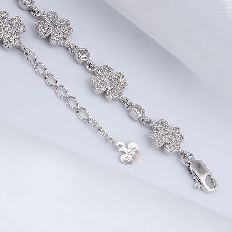 دستبند نقره زنانه بازرگانی میلادی مدل قالب جواهری نگین برلیان بدون ریزش آبکاری رادیوم کد DP_796