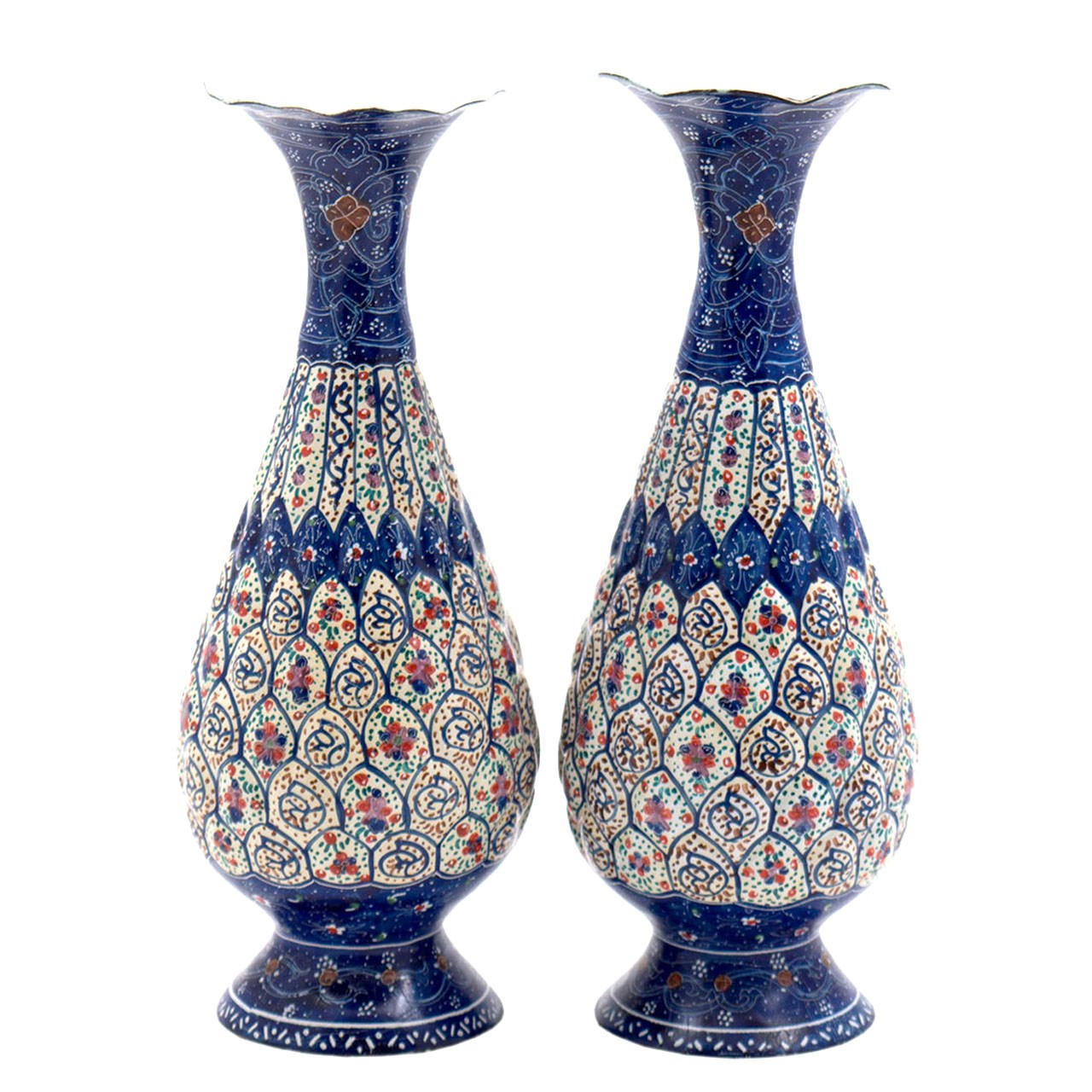 گلدان میناکاری رستا طرح 37-12-102  ارتفاع 20 سانتی متر مجموعه دو عددی