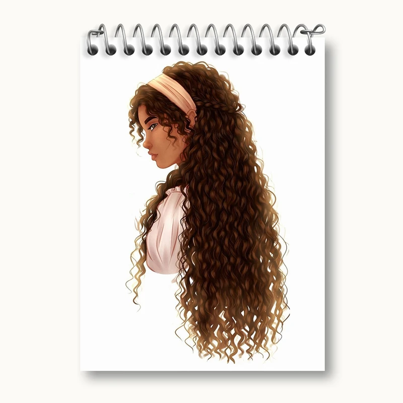 دفتر یادداشت 50 برگ خندالو مدل دختر مو فرفری کد 28792