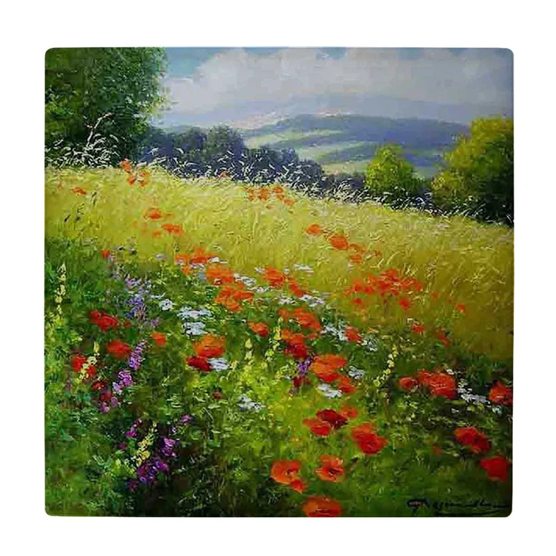 زیر لیوانی  طرح نقاشی دشت گل کد    5990224_4968