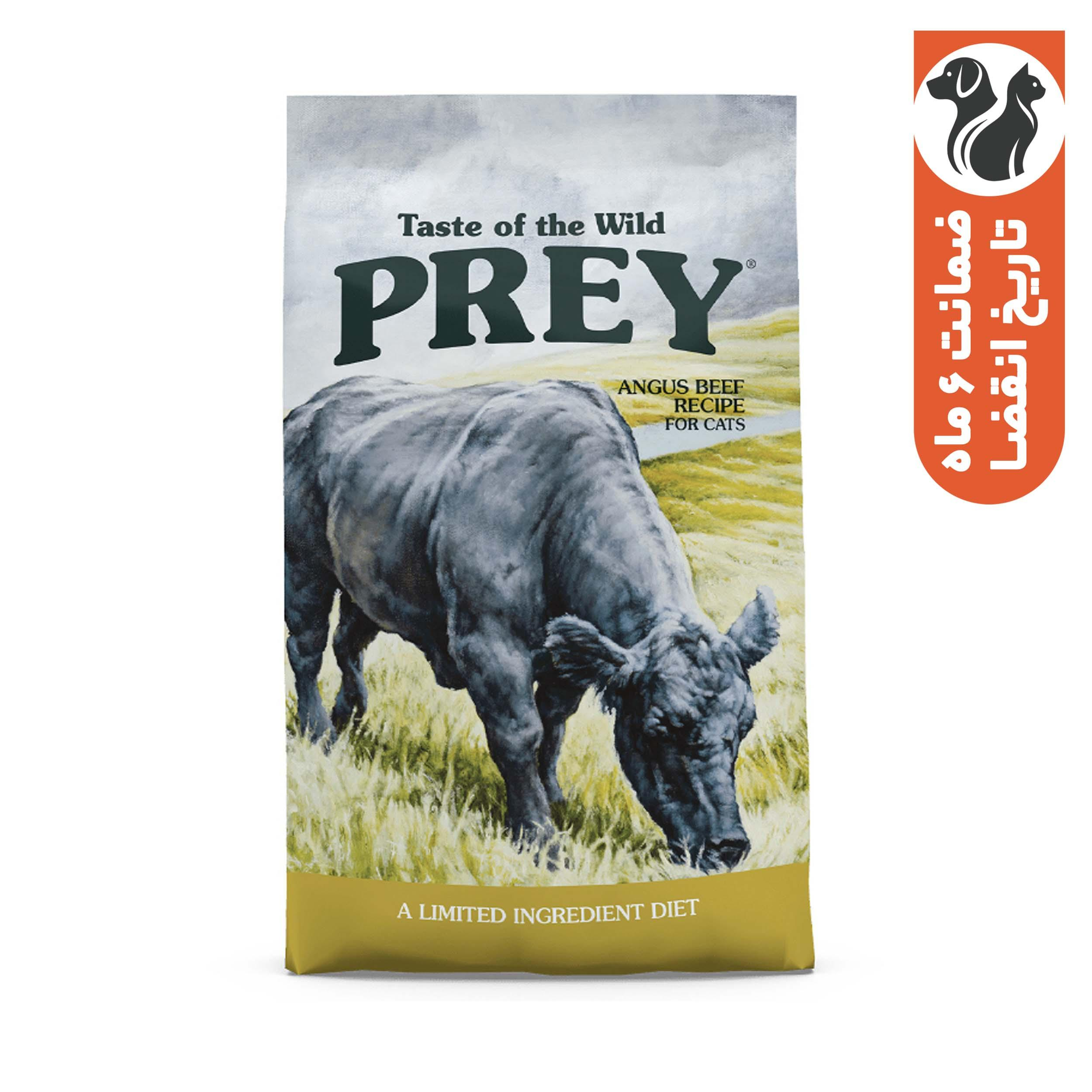 غذای خشک گربه بالغ تیست آف ویلد مدل Prey Angus Limited Ingredient Recipe طعم گوشت گاو وزن ۶.۸ کیلوگرم