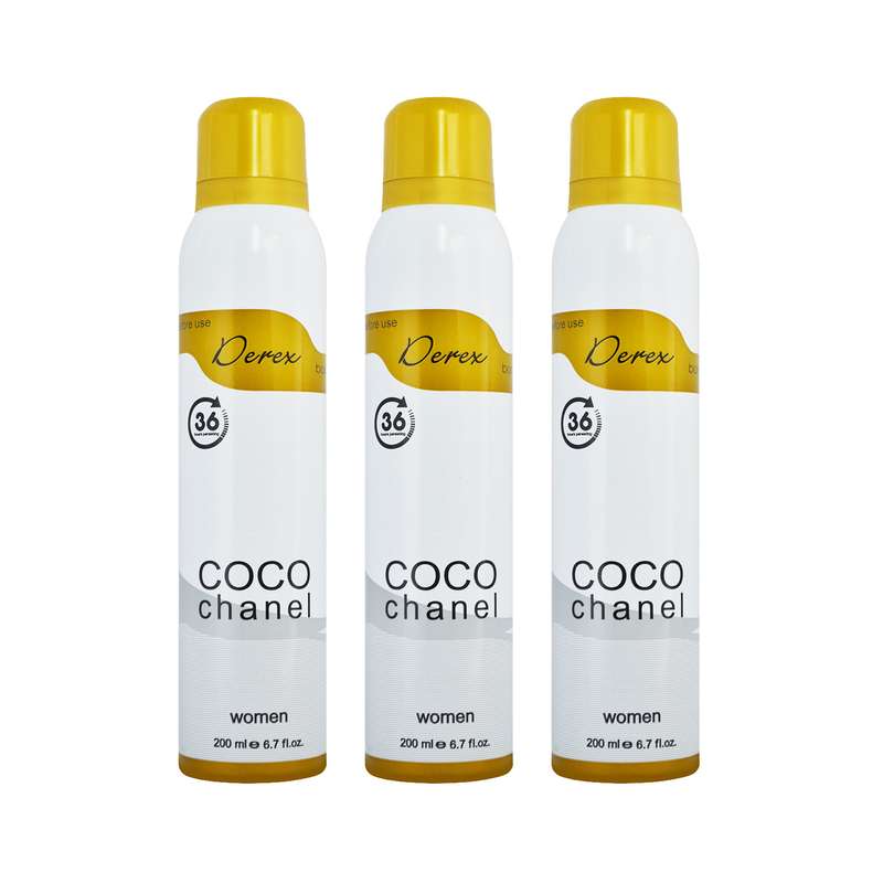 اسپری خوشبو کننده بدن زنانه دریکس مدل Coco chanel حجم 200 میلی لیتر مجموعه 3 عددی اسپری خوشبو کننده بدن زنانه دریکس مدل Coco chanel حجم 200 میلی لیتر مجموعه 3 عددی