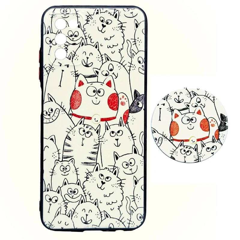 کاور مدل OSCATS uv مناسب برای گوشی موبایل سامسونگ Galaxy A03s به همراه پاپ سوکت