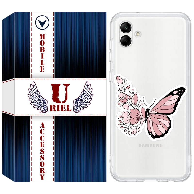 کاور یوریل مدل Clear کد 98 طرح پروانه مناسب برای گوشی موبایل سامسونگ Galaxy A04e
