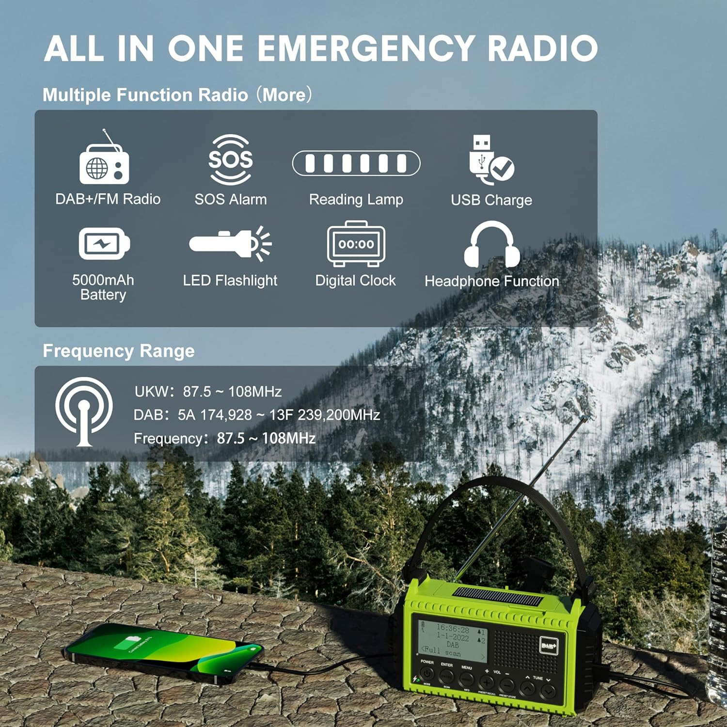 رادیو مدل کوهستانی چراغدار CR1009 PRO DAB رادیو مدل کوهستانی چراغدار CR1009 PRO DAB