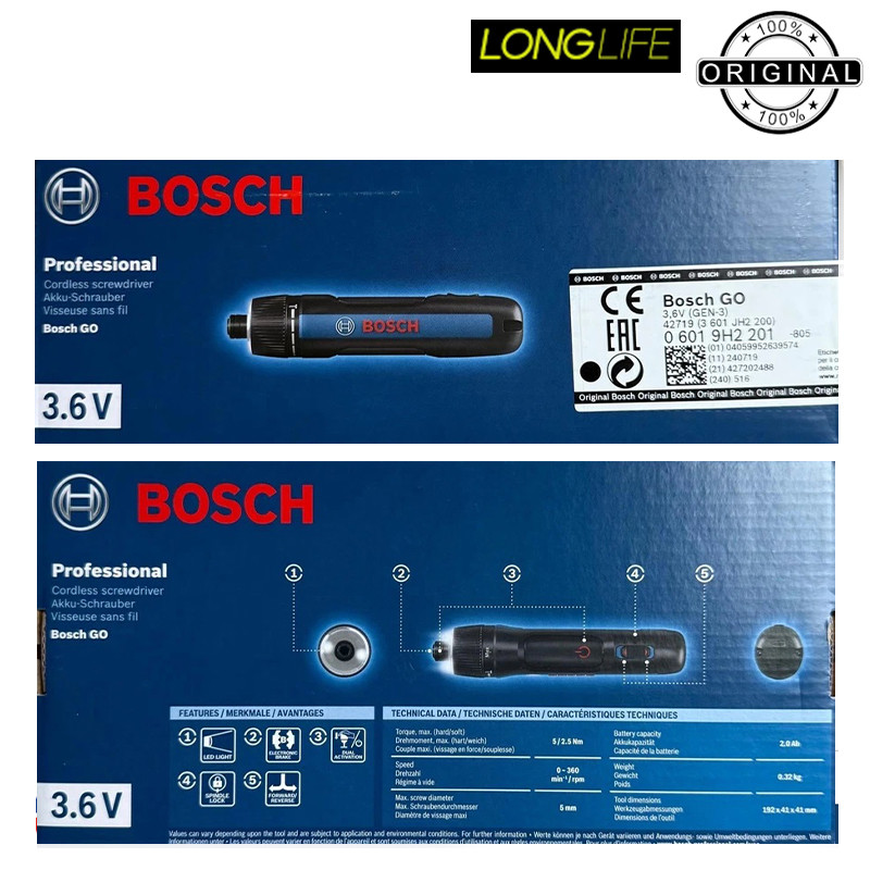 پیچ گوشتی شارژی بوش مدل حرفه ای 3.6 ولت کد 06019H2201 + 11 Extra