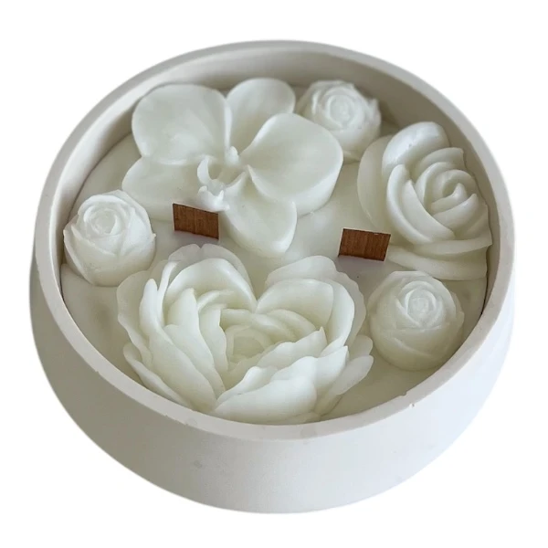 شمع کاسه-ای آنا مدل گل سه بعدی کد ۱۰۰۵