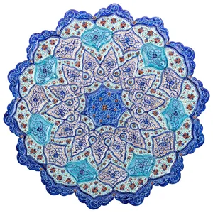 بشقاب مسی میناکاری شده اثر سلطانی طرح 4 قطر 29 سانتی متر