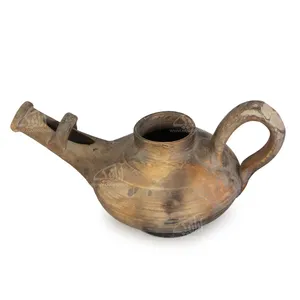 پیه سوز سفالی‏ پتینه‏ خاکستری‏ طرح ‏چراغ جادو‏ مدل 1118900001