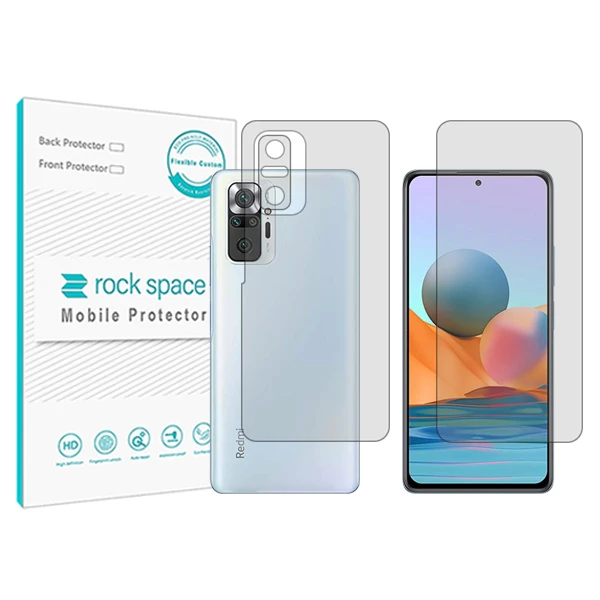 محافظ صفحه نمایش شفاف راک اسپیس مدل HyGEL مناسب برای گوشی موبایل شیائومی Redmi Note 10 Pro (Japan) به همراه محافظ پشت