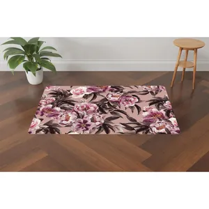 پادری مدل سه لایه رویه مخمل طرح گل کد S506 سایز 75x45 سانتی متر