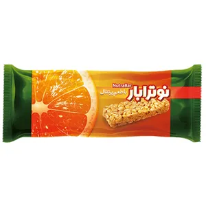 نوترابار پرتقالی با مغز بادام و کشمش - 30 گرم بسته 12 عددی