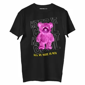 تی شرت آستین کوتاه زنانه پرینتینگ لند طرح PINK TEDDY کد P154