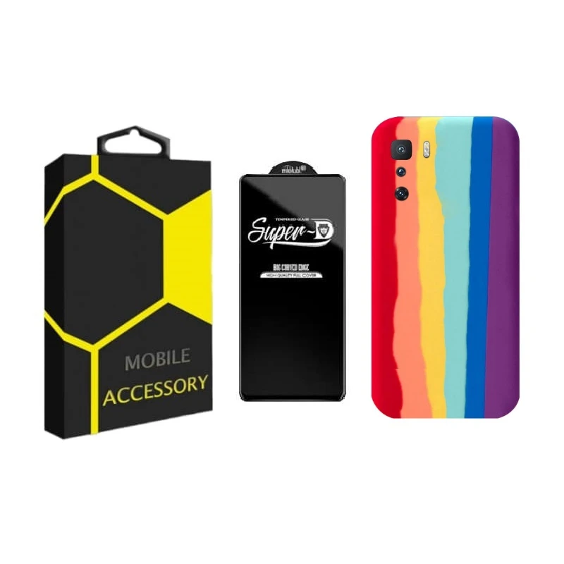 کاور مدل Rainbow مناسب برای گوشی موبایل شیائومی Poco X3 GT / Redmi Note 10 Pro 5G  به همراه محافظ صفحه نمایش 
