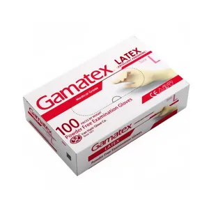 دستکش لاتکس غیر پودری حریر مدل گاماتکس سایز بزرگ (L) بسته ۱۰۰ عددی