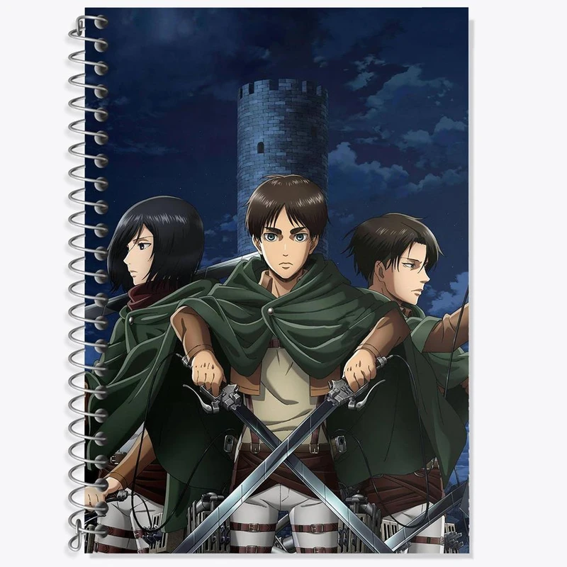 دفتر زبان 50 برگ خندالو مدل سه خط طرح انیمه اتک آن تایتان Attack on Titan کد 4841