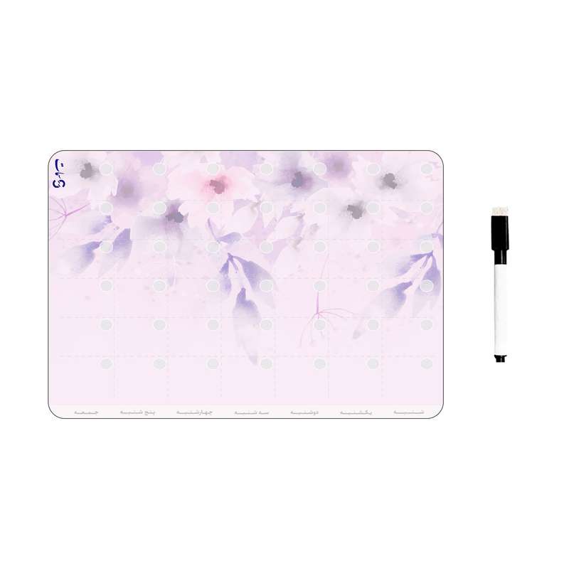 تخته وایت برد سمات مدل پلنر رو یخچالی کد 03 سایز 20x30 سانتی متر به همراه ماژیک