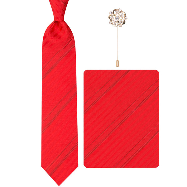 ست کراوات و دستمال جیب و گل کت مردانه مدل GF-ST2260-R