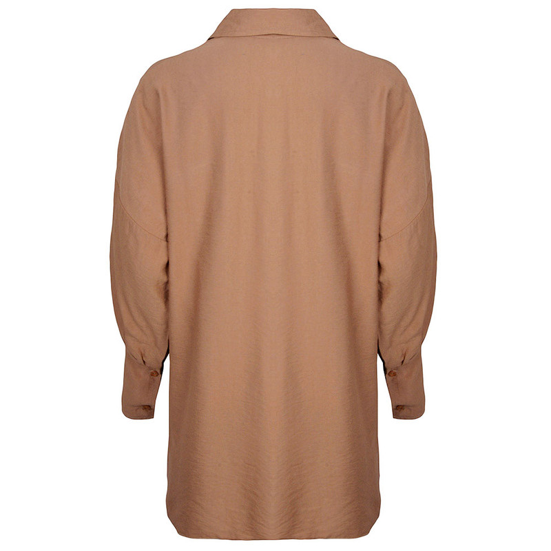 شومیز آستین بلند زنانه دکسونری مدل 256004009 جیب دار گلدوزی رنگ کرم