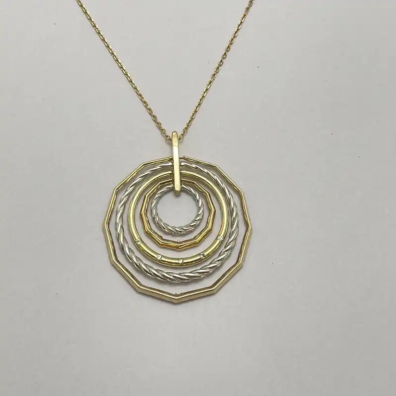 گردنبند طلا 18 عیار زنانه مدل GA010 طرح حلقه ای سه رنگ