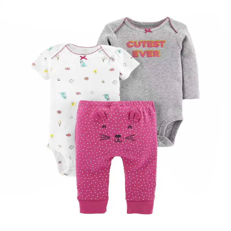 ست 3 تکه لباس نوزادی کارترز مدل ماه و گربه