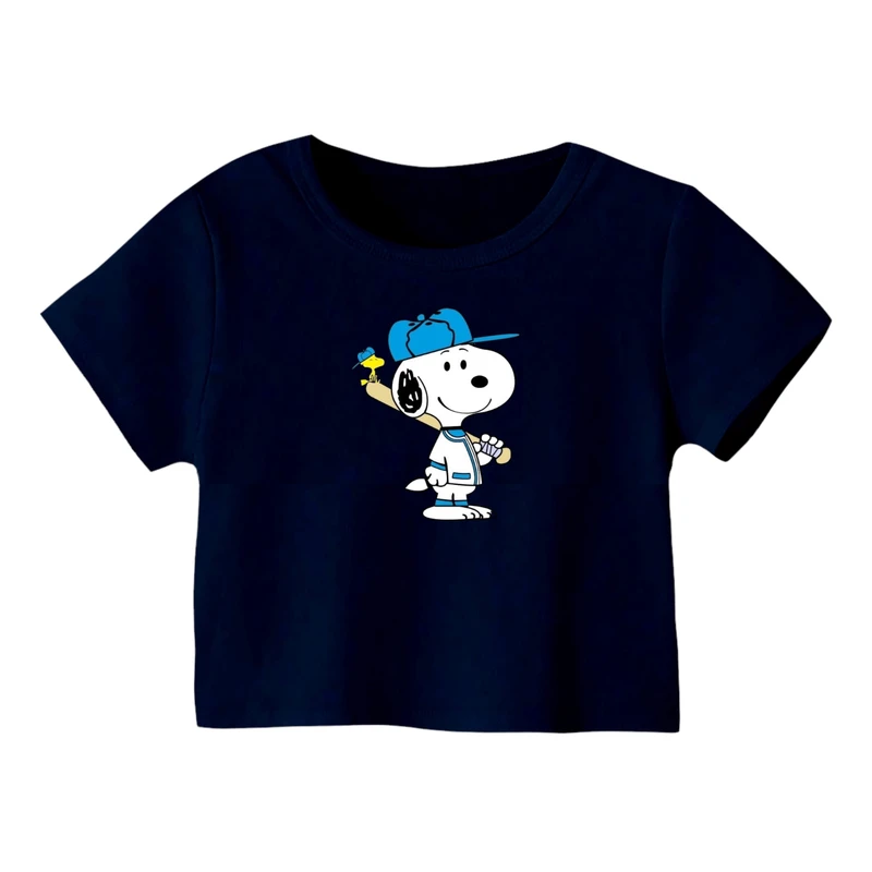 کراپ‌ تی‌شرت آستین کوتاه زنانه مدل اسنوپی کد 19